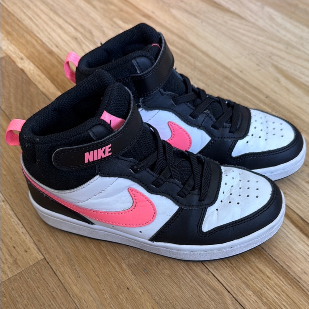 Nike Kids Black and Pink High-Top Sneakers